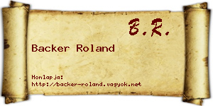 Backer Roland névjegykártya